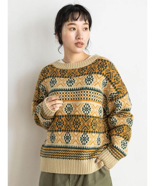 CRAFT STANDARD BOUTIQUE(クラフトスタンダードブティック)の「【WEB限定】5Gフェアアイル柄 2WAYプルオーバー *(ニット/セーター・レディース・ライトベージュ/ブルー・FREE)」の18枚目の写真