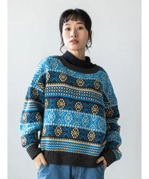 CRAFT STANDARD BOUTIQUE(クラフトスタンダードブティック)の「【WEB限定】5Gフェアアイル柄 2WAYプルオーバー *(ニット/セーター・レディース・ライトベージュ/ブルー・FREE)」の21枚目の写真