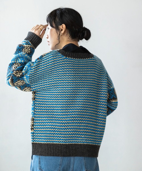 CRAFT STANDARD BOUTIQUE(クラフトスタンダードブティック)の「【WEB限定】5Gフェアアイル柄 2WAYプルオーバー *(ニット/セーター・レディース・ライトベージュ/ブルー・FREE)」の5枚目の写真