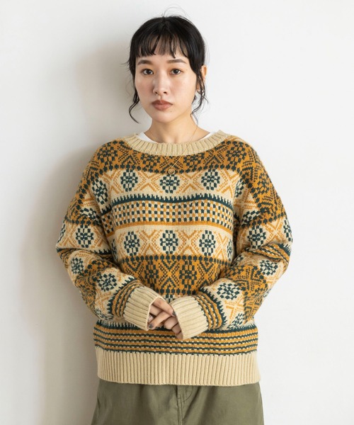 CRAFT STANDARD BOUTIQUE(クラフトスタンダードブティック)の「【WEB限定】5Gフェアアイル柄 2WAYプルオーバー *(ニット/セーター・レディース・ライトベージュ/ブルー・FREE)」の8枚目の写真