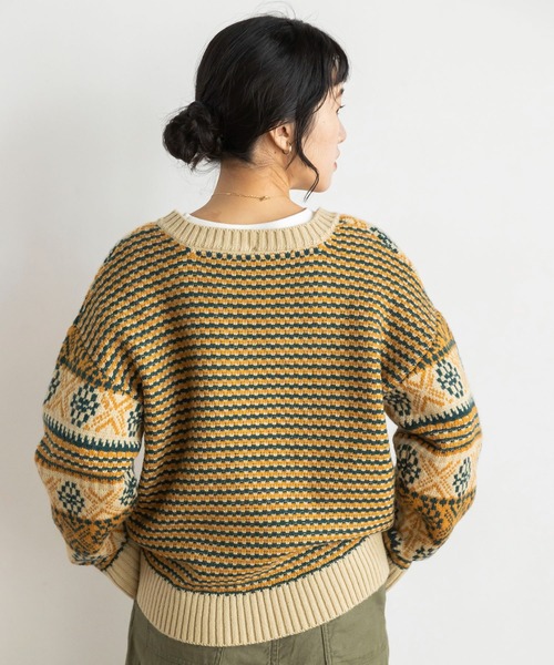 CRAFT STANDARD BOUTIQUE(クラフトスタンダードブティック)の「【WEB限定】5Gフェアアイル柄 2WAYプルオーバー *(ニット/セーター・レディース・ライトベージュ/ブルー・FREE)」の10枚目の写真