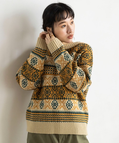 CRAFT STANDARD BOUTIQUE(クラフトスタンダードブティック)の「【WEB限定】5Gフェアアイル柄 2WAYプルオーバー *(ニット/セーター・レディース・ライトベージュ/ブルー・FREE)」の9枚目の写真