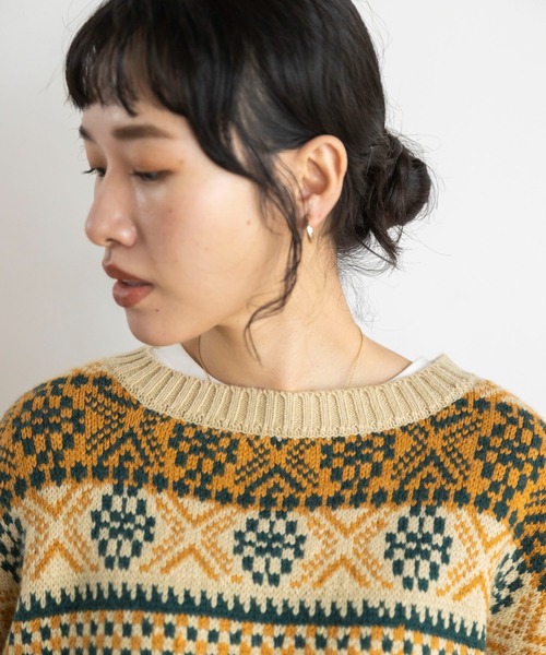 CRAFT STANDARD BOUTIQUE(クラフトスタンダードブティック)の「【WEB限定】5Gフェアアイル柄 2WAYプルオーバー *(ニット/セーター・レディース・ライトベージュ/ブルー・FREE)」の13枚目の写真