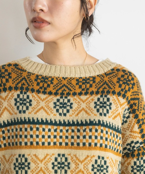 CRAFT STANDARD BOUTIQUE(クラフトスタンダードブティック)の「【WEB限定】5Gフェアアイル柄 2WAYプルオーバー *(ニット/セーター・レディース・ライトベージュ/ブルー・FREE)」の15枚目の写真