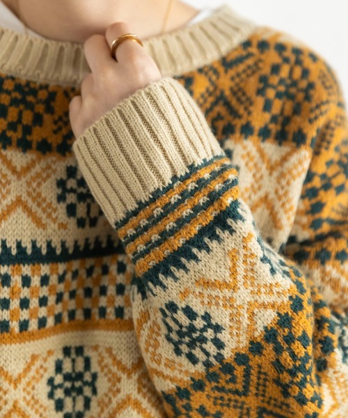 CRAFT STANDARD BOUTIQUE(クラフトスタンダードブティック)の「【WEB限定】5Gフェアアイル柄 2WAYプルオーバー *(ニット/セーター・レディース・ライトベージュ/ブルー・FREE)」の16枚目の写真