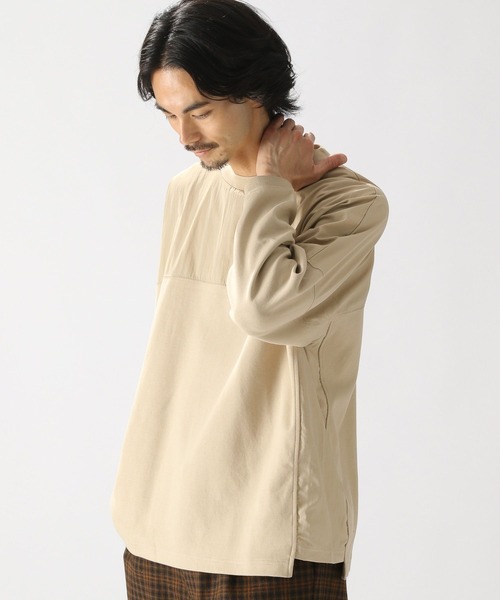 niko and...（ニコアンド）の「布帛切り替えダンボールプルオーバー（Tシャツ/カットソー・メンズ・カーキ/ベージュ/オレンジ/ブラック・MEDIUM/LARGE）」の3枚目の写真