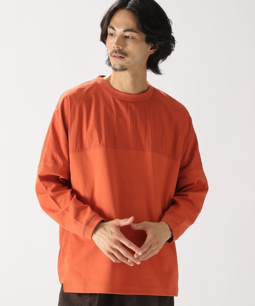 niko and...（ニコアンド）の「布帛切り替えダンボールプルオーバー（Tシャツ/カットソー・メンズ・カーキ/ベージュ/オレンジ/ブラック・MEDIUM/LARGE）」の4枚目の写真