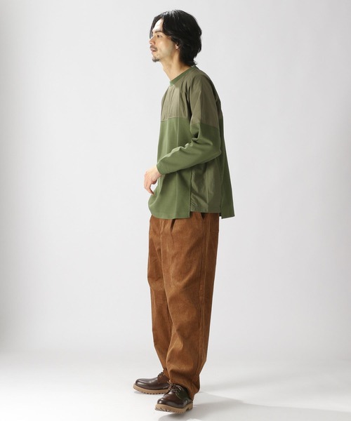 niko and...（ニコアンド）の「布帛切り替えダンボールプルオーバー（Tシャツ/カットソー・メンズ・カーキ/ベージュ/オレンジ/ブラック・MEDIUM/LARGE）」の8枚目の写真