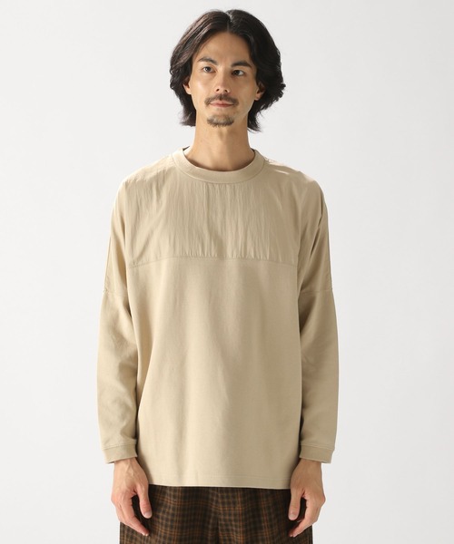 niko and...（ニコアンド）の「布帛切り替えダンボールプルオーバー（Tシャツ/カットソー・メンズ・カーキ/ベージュ/オレンジ/ブラック・MEDIUM/LARGE）」の9枚目の写真