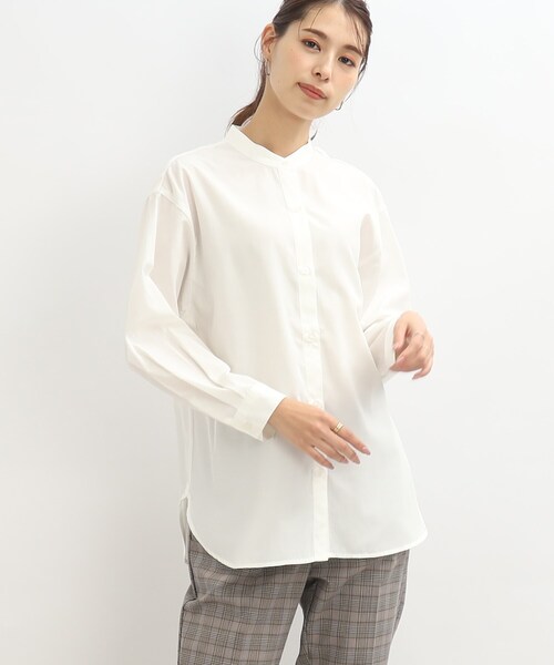 SHOO・LA・RUE（シューラルー）の「◆前を閉めても羽織でも着回しできる！バンドカラー シャツ（シャツ/ブラウス・レディース・ホワイト系/ベージュ系2/ネイビー系2・02/03/04）」の14枚目の写真