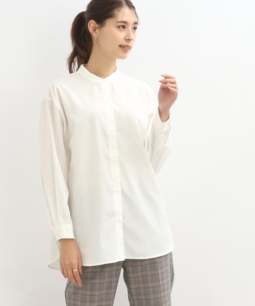 SHOO・LA・RUE（シューラルー）の「◆前を閉めても羽織でも着回しできる！バンドカラー シャツ（シャツ/ブラウス・レディース・ホワイト系/ベージュ系2/ネイビー系2・02/03/04）」の15枚目の写真