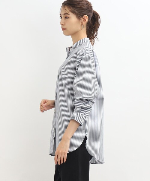 SHOO・LA・RUE（シューラルー）の「◆前を閉めても羽織でも着回しできる！バンドカラー シャツ（シャツ/ブラウス・レディース・ホワイト系/ベージュ系2/ネイビー系2・02/03/04）」の16枚目の写真