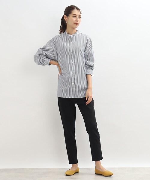 SHOO・LA・RUE（シューラルー）の「◆前を閉めても羽織でも着回しできる！バンドカラー シャツ（シャツ/ブラウス・レディース・ホワイト系/ベージュ系2/ネイビー系2・02/03/04）」の20枚目の写真