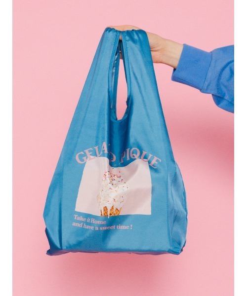 gelato pique（ジェラートピケ）の「HIGHCALORIE柄マチ付きエコバッグ