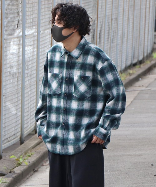 ILL'S（イルズ）の「ビッグシルエットオンブレチェックシャツジャケット【ILL’S】（その他アウター・メンズ・レッド/ブラック/グリーン/ブラウン・FREE）」の13枚目の写真