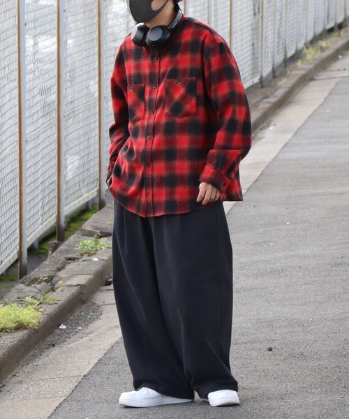 ILL'S（イルズ）の「ビッグシルエットオンブレチェックシャツジャケット【ILL’S】（その他アウター・メンズ・レッド/ブラック/グリーン/ブラウン・FREE）」の7枚目の写真
