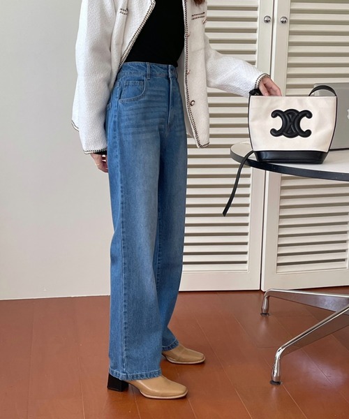 emi+(エミプラス)の「デニムストレートパンツ(デニムパンツ・レディース・ブルー/ブルー系その他/ホワイト/スカイブルー系・FREE)」の8枚目の写真