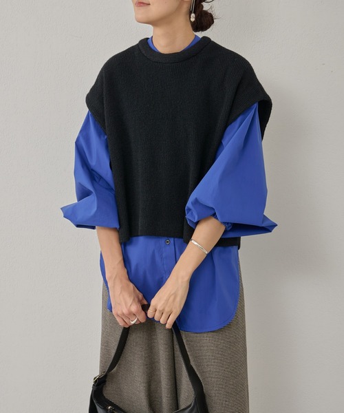 BEARDSLEY（ビアズリー）の「レイヤードジレセットニットシャツ（ベスト・レディース・ホワイト/ブルー/ブラック・FREE）」の13枚目の写真