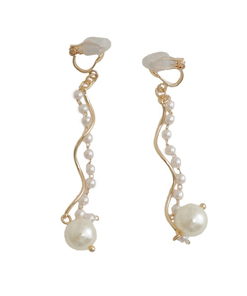 PourVous（プールヴー）の「パール チェーンイヤリング 結婚式 同窓会 オケージョン 二次会 （イヤリング・レディース・ゴールド/シルバー・FREE）」の6枚目の写真