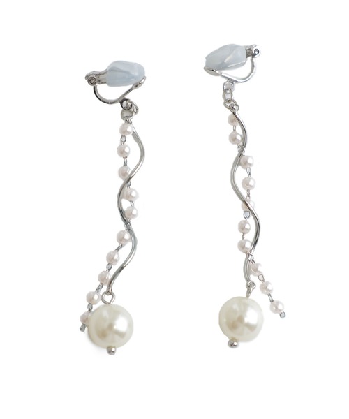 PourVous（プールヴー）の「パール チェーンイヤリング 結婚式 同窓会 オケージョン 二次会 （イヤリング・レディース・ゴールド/シルバー・FREE）」の4枚目の写真