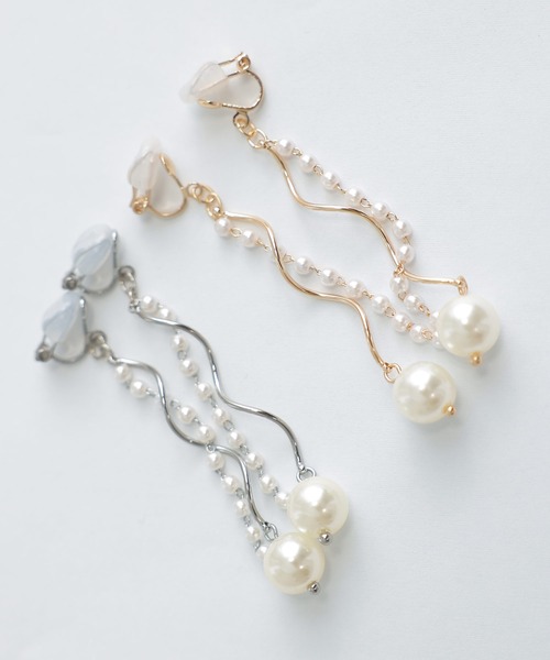 PourVous（プールヴー）の「パール チェーンイヤリング 結婚式 同窓会 オケージョン 二次会 （イヤリング・レディース・ゴールド/シルバー・FREE）」の8枚目の写真