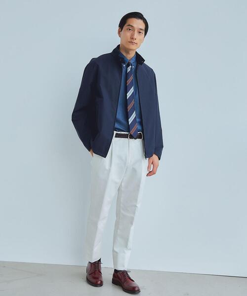 green label relaxing（グリーンレーベルリラクシング）の「コットン ピケ 2プリーツ スラックス パンツ（スラックス・メンズ・オフホワイト/ネイビー・L/XL/S/M）」の3枚目の写真