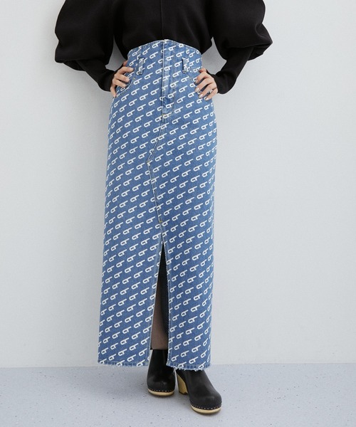 ADAM ET ROPE'(アダムエロペ)の「【サステナブル】コルセットディテールデニムスカート(デニムスカート・レディース・ターコイズブルー/サックスブルー・36/38)」の2枚目の写真