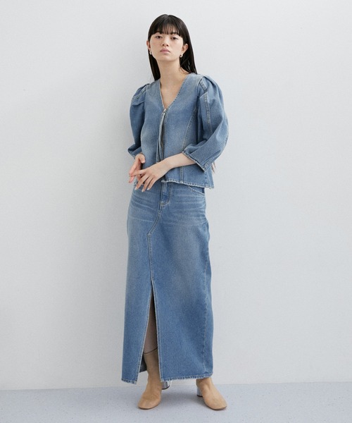 ADAM ET ROPE'(アダムエロペ)の「【サステナブル】コルセットディテールデニムスカート(デニムスカート・レディース・ターコイズブルー/サックスブルー・36/38)」の19枚目の写真