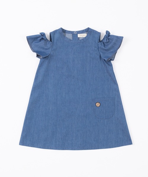 trois lapins kp（トロワラパンケーピー）の「肩開きデザイン デニムワンピース(110～130cm)（ワンピース・キッズ・ネイビー・110cm/120cm/130cm）」の5枚目の写真