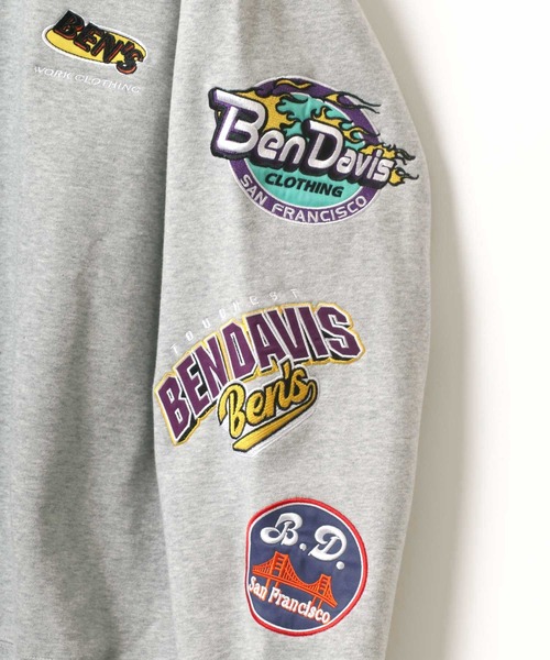 BEN DAVIS(ベンデイビス)の「BEN DAVIS/ベンデイビス ビッグシルエット ヘビーウェイト 裏起毛 チャンピオンシップロゴ ワッペン刺繍 スウェット トレーナー(スウェット・メンズ・グレー/イエロー/ブラック/グリーン・M/L/XL)」の12枚目の写真