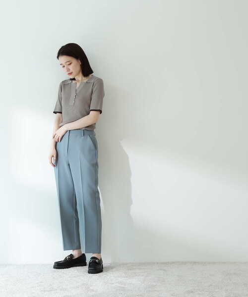 N.（N. Natural Beauty Basic）（エヌエヌナチュラルビューティーベーシック）の「◆バイカラーラインポロニット（ニット/セーター・レディース・ベージュ/ネイビー/ラベンダー/オレンジ/オフホワイト/ベージュ系その他・MEDIUM）」の12枚目の写真