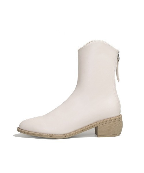 SETUP7(セットアップセブン)の「【SETUP7】ポインテッドトゥウェーブカットショートブーツ KNF(ブーツ・レディース・ホワイト/ブラック/ベージュ・38/39/37)」の1枚目の写真