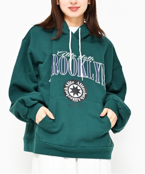 セール】ビッグサイズ メンズサイズ BROOKLYNロゴプリントプルパーカー