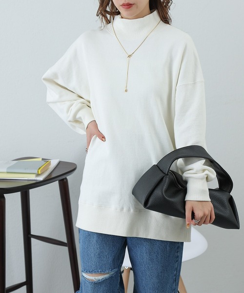 COLONY 2139（コロニートゥーワンスリーナイン）の「裏毛ハイネックプルオーバー（スウェット・レディース・ライトグレー/ブラック/オフホワイト/ブルー・FREE）」の8枚目の写真