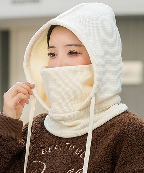 DAY CLOSET（デイ クローゼット）の「3WAYワッフル風ニットバラクラバ（ネックウォーマー/スヌード・メンズ・ブラック/アイボリー/モカ/グレー・ONE SIZE）」の2枚目の写真