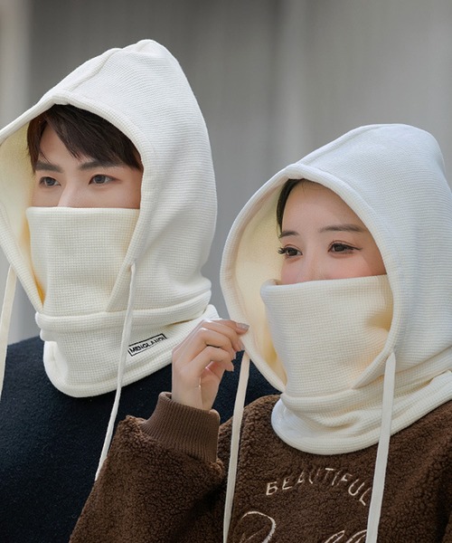 DAY CLOSET（デイ クローゼット）の「3WAYワッフル風ニットバラクラバ（ネックウォーマー/スヌード・メンズ・ブラック/アイボリー/モカ/グレー・ONE SIZE）」の7枚目の写真