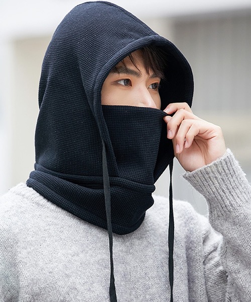 DAY CLOSET（デイ クローゼット）の「3WAYワッフル風ニットバラクラバ（ネックウォーマー/スヌード・メンズ・ブラック/アイボリー/モカ/グレー・ONE SIZE）」の8枚目の写真