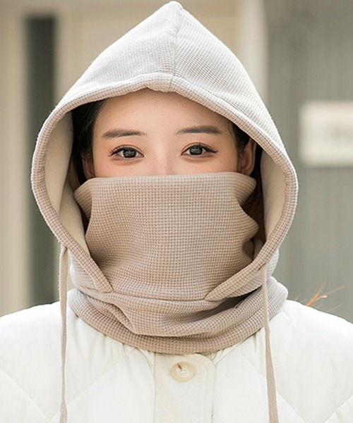 DAY CLOSET（デイ クローゼット）の「3WAYワッフル風ニットバラクラバ（ネックウォーマー/スヌード・メンズ・ブラック/アイボリー/モカ/グレー・ONE SIZE）」の14枚目の写真