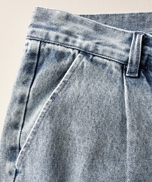 Starting Over(スターティングオーバー)の「ピンタックセミフレアデニムパンツ(デニムパンツ・メンズ・インディゴブルー/ブルー系/ケミカルウォッシュ/ブラック系その他/ブラック・M/L/XL)」の7枚目の写真