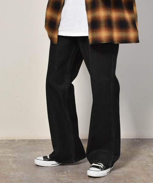 Starting Over(スターティングオーバー)の「ピンタックセミフレアデニムパンツ(デニムパンツ・メンズ・インディゴブルー/ブルー系/ケミカルウォッシュ/ブラック系その他/ブラック・M/L/XL)」の14枚目の写真