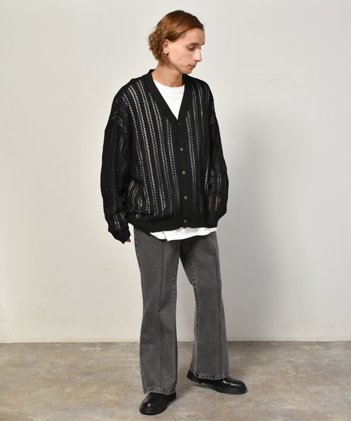 Starting Over(スターティングオーバー)の「ピンタックセミフレアデニムパンツ(デニムパンツ・メンズ・インディゴブルー/ブルー系/ケミカルウォッシュ/ブラック系その他/ブラック・M/L/XL)」の20枚目の写真