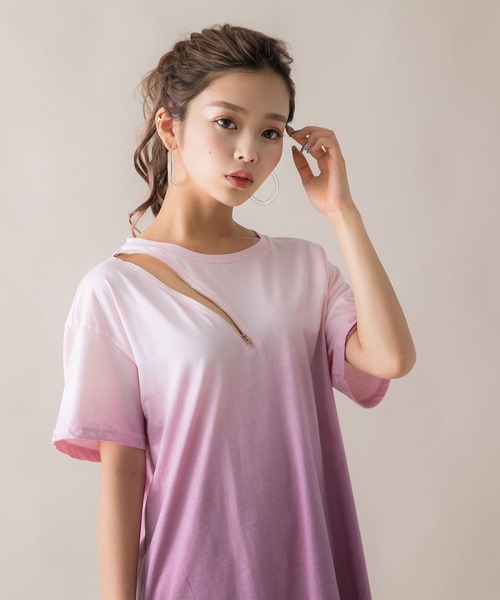 Diable baiser（ディアブルベーゼ）の「セクシージップグラデTシャツ（Tシャツ/カットソー・レディース・ラベンダー/レッド・MEDIUM）」の8枚目の写真