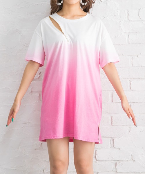 Diable baiser（ディアブルベーゼ）の「セクシージップグラデTシャツ（Tシャツ/カットソー・レディース・ラベンダー/レッド・MEDIUM）」の10枚目の写真