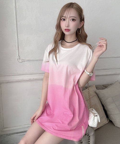 Diable baiser（ディアブルベーゼ）の「セクシージップグラデTシャツ（Tシャツ/カットソー・レディース・ラベンダー/レッド・MEDIUM）」の3枚目の写真