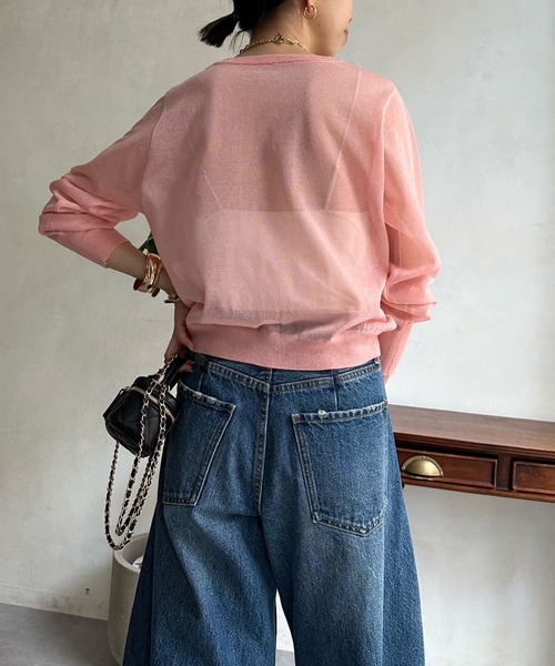 DouDou（ドゥドゥ）の「シアーコンパクトポケットカーディガン（カーディガン/ボレロ・レディース・ブラック/オフホワイト/ピンク/ブルー・FREE）」の13枚目の写真