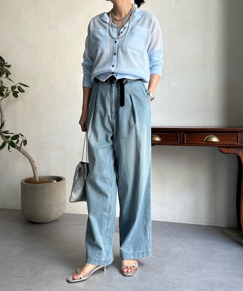 DouDou（ドゥドゥ）の「シアーコンパクトポケットカーディガン（カーディガン/ボレロ・レディース・ブラック/オフホワイト/ピンク/ブルー・FREE）」の8枚目の写真