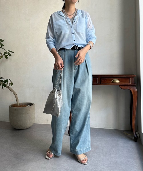 DouDou（ドゥドゥ）の「シアーコンパクトポケットカーディガン（カーディガン/ボレロ・レディース・ブラック/オフホワイト/ピンク/ブルー・FREE）」の20枚目の写真