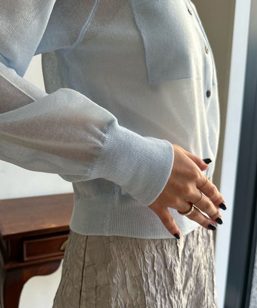 DouDou（ドゥドゥ）の「シアーコンパクトポケットカーディガン（カーディガン/ボレロ・レディース・ブラック/オフホワイト/ピンク/ブルー・FREE）」の15枚目の写真