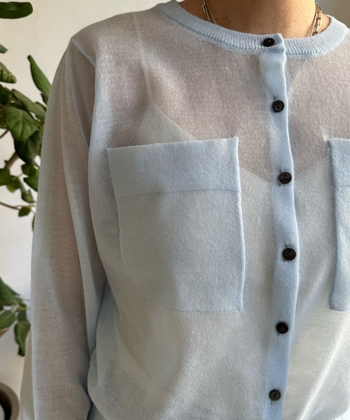 DouDou（ドゥドゥ）の「シアーコンパクトポケットカーディガン（カーディガン/ボレロ・レディース・ブラック/オフホワイト/ピンク/ブルー・FREE）」の16枚目の写真