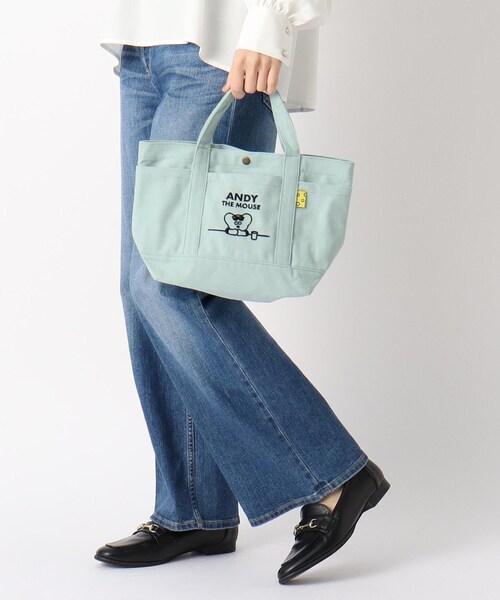 one'sterrace（ワンズテラス）の「◆【ワンズテラスオリジナル】ANDY キャンバスミニトート（トートバッグ・レディース・グレー系/オフホワイト/ライトグリーン・99）」の6枚目の写真